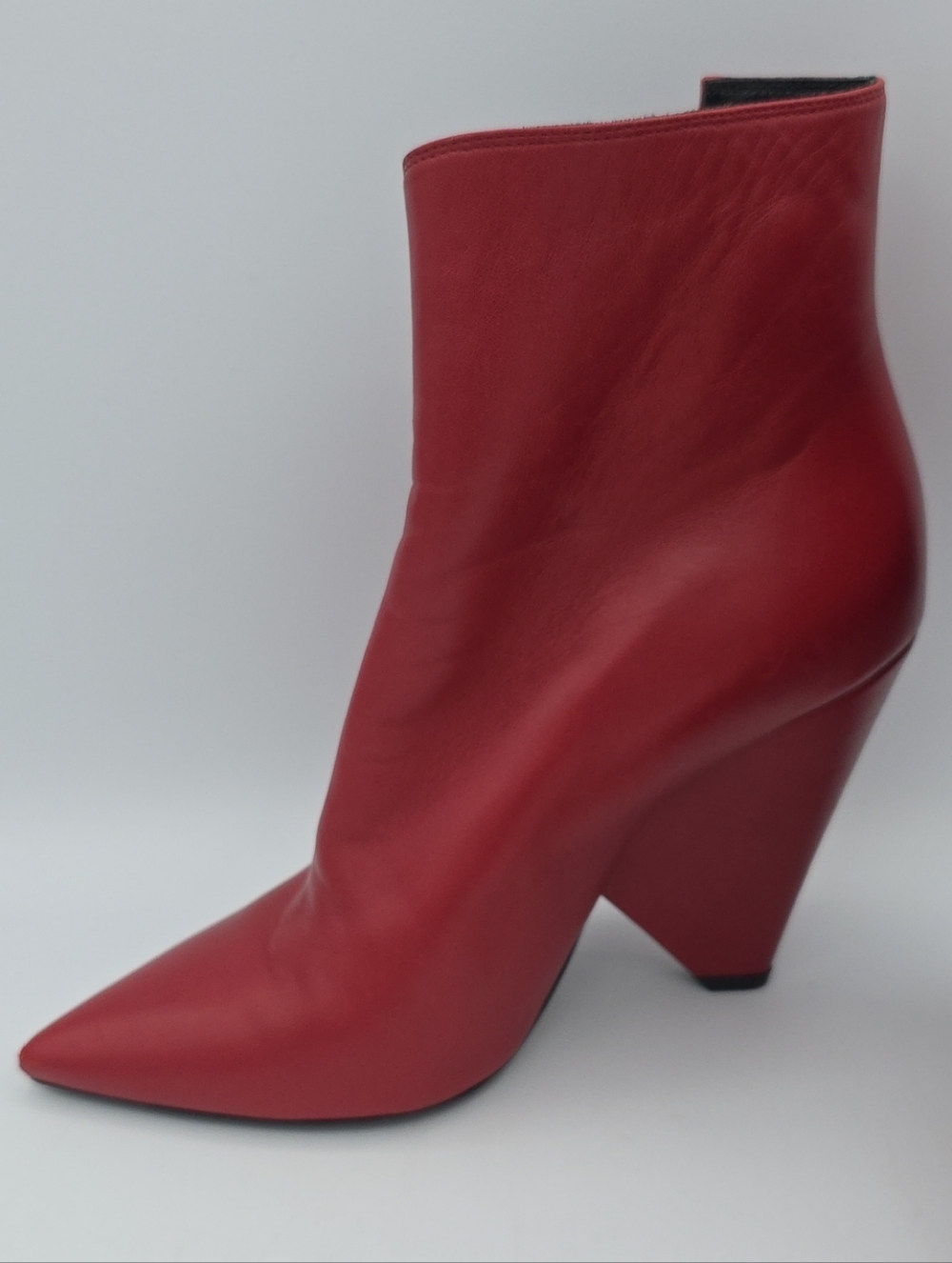 YSL Saint Laurent Niki Point Toe French Burgundy Booties Boots Sz 36.5 - Picture 3 of 11